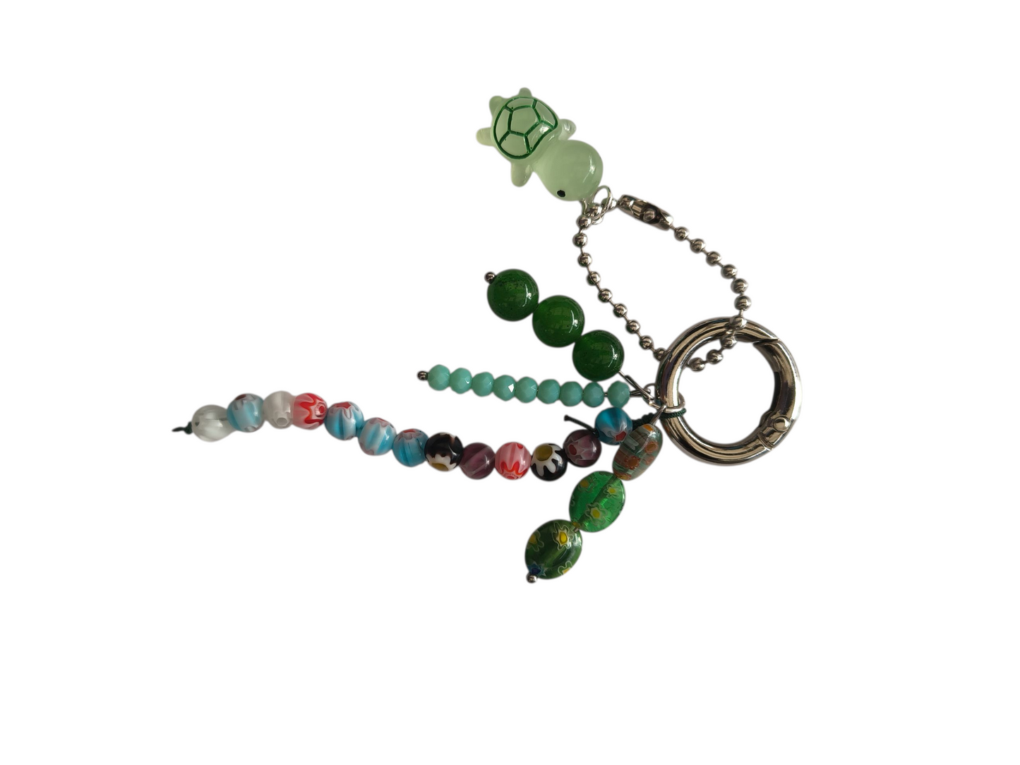 Llavero tortuga y piedras verdes